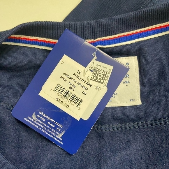 CHAMPION women’s Fleece Pullover Athletic Navy 1X - Picture 7 of 9